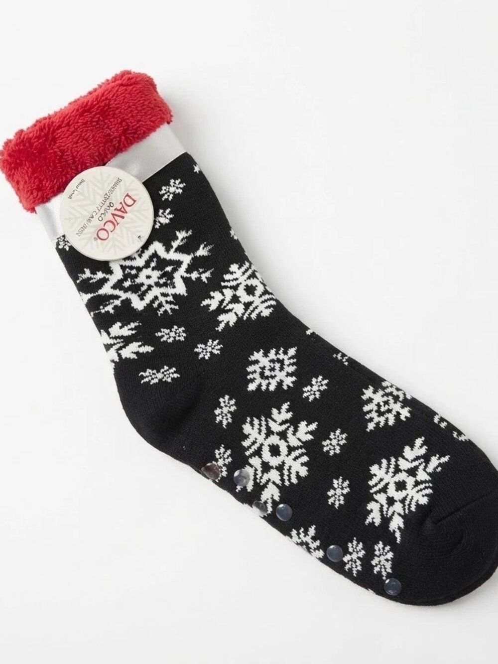 DAVCO Women's Size 9-11 Slipper Socks Snowflake Non-Slip
